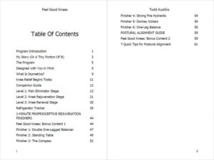 Feel Good Knees For Fast Pain Relief Table Of Contents