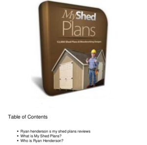 My Shed Plans Table Of Contents