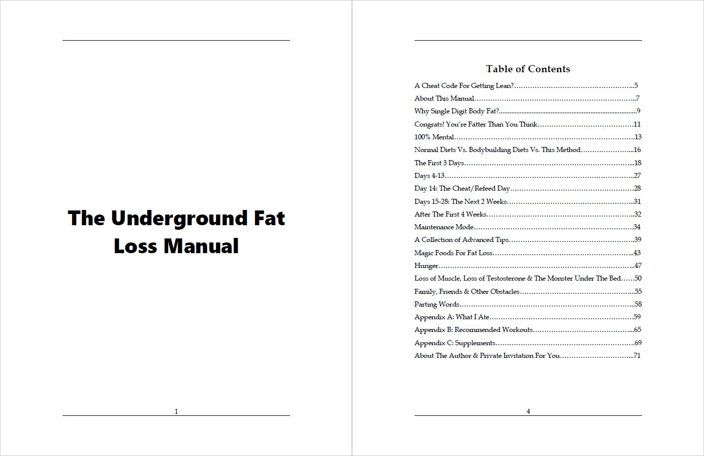 The Underground Fat Loss Manual Table Of Contents