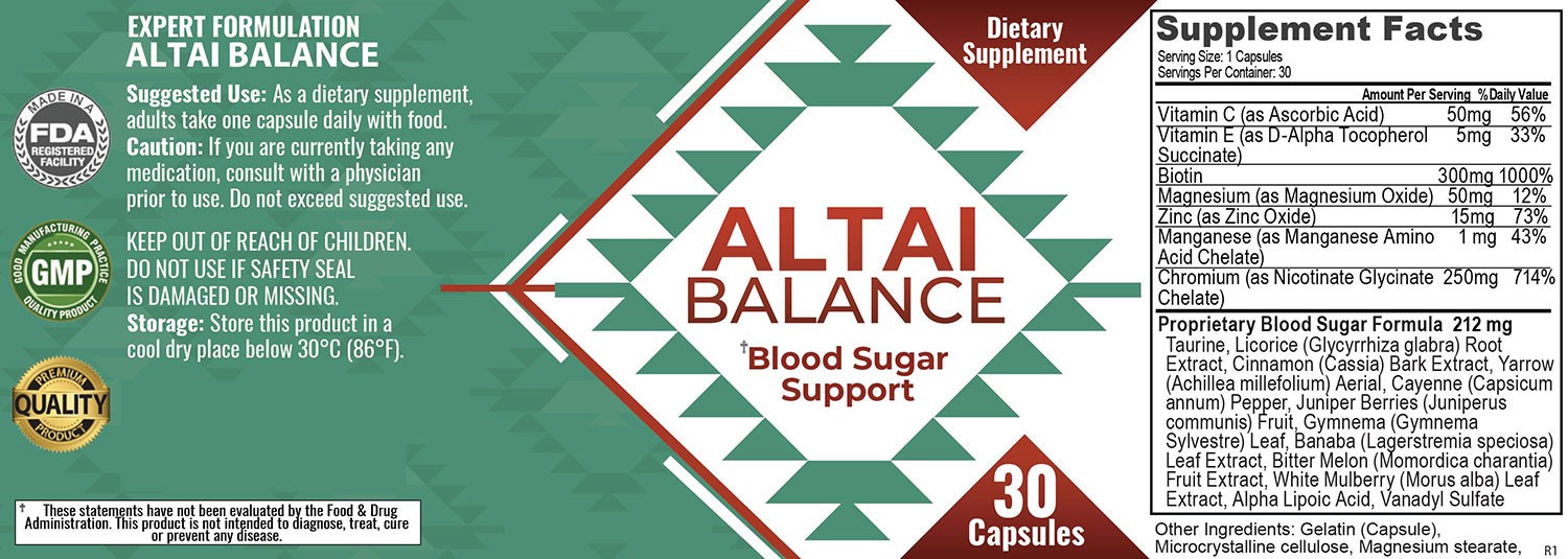 Altai Balance Ingredients Label