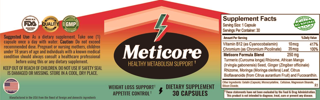 Meticore Ingredients Label