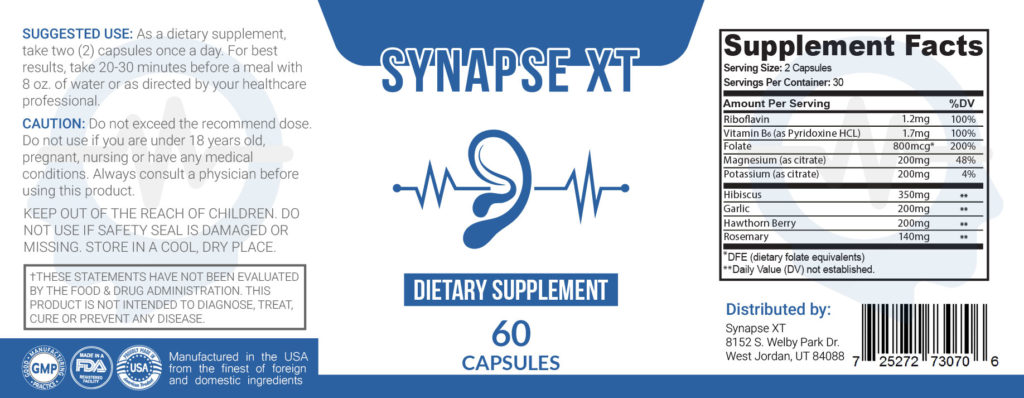 Synapse XT Ingredients Label