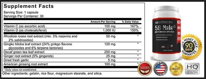 5G Male Ingredients List