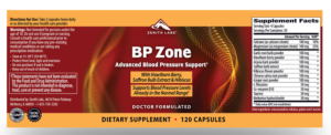 BP Zone Ingredients Label