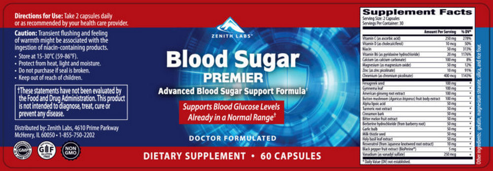 Blood Sugar Premier Ingredients Label