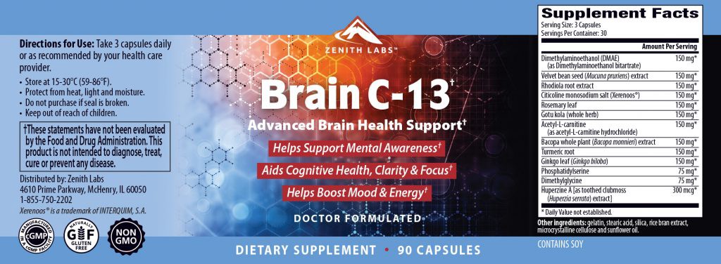 Brain C-13 Ingredients Label