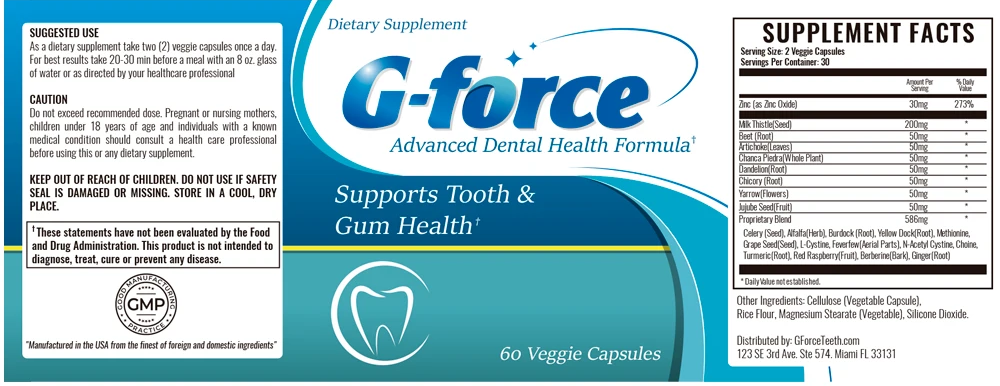 G-Force Ingredients Label