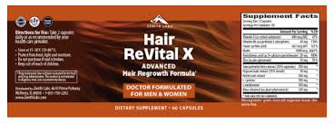 Hair Revital X Ingredients Label