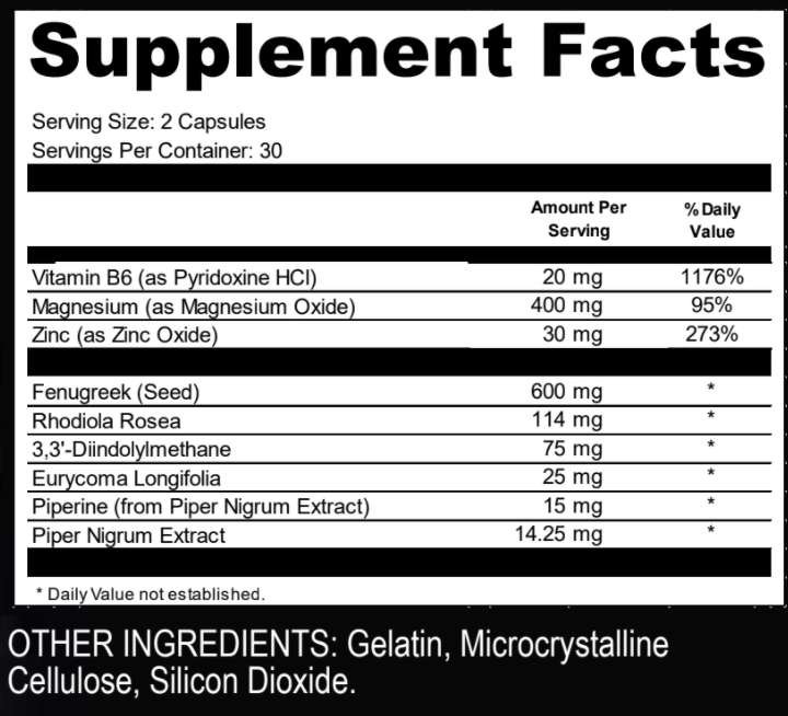 Liberator X2 Ingredients Label