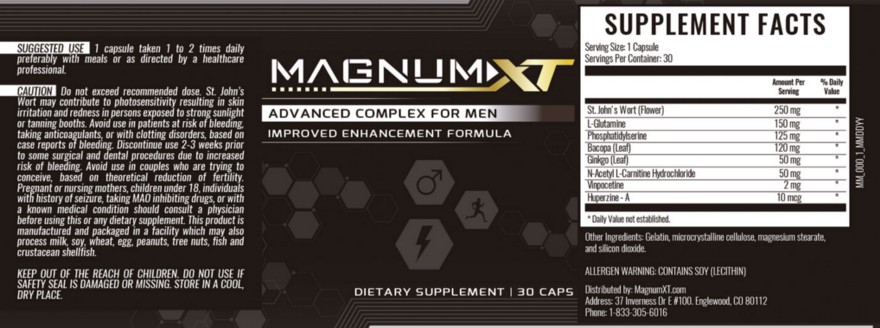 Magnum XT Ingredients Label