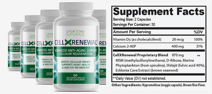 CellXRenewal Ingredients Label