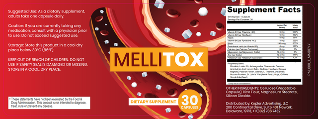 Mellitox Ingredients Label