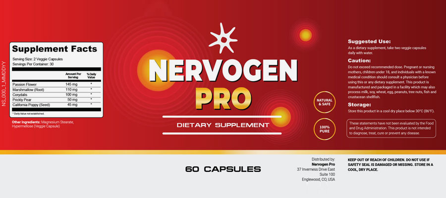 Nervogen Pro Ingredients Label