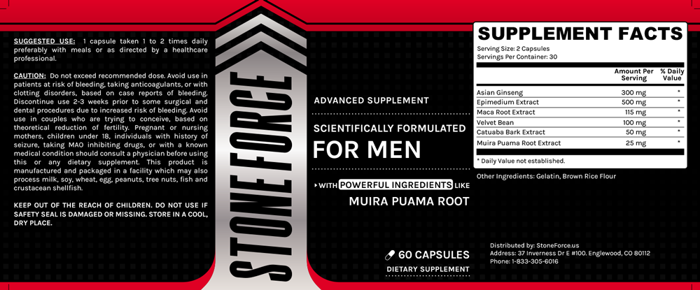 Stoneforce Ingredients Label