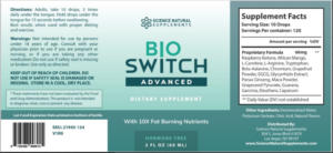 BioSwitch Advanced Ingredients Label