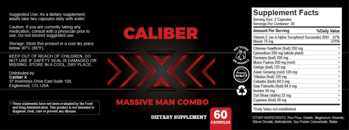 CaliberX Ingredients Label