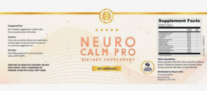 Neuro Calm Pro Ingredients Label