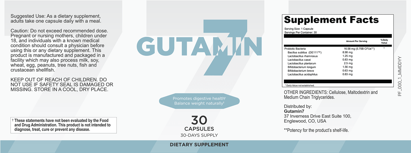 Gutamin 7 Ingredients Label