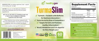 HealthyGen TurmaSlim Ingredients Label