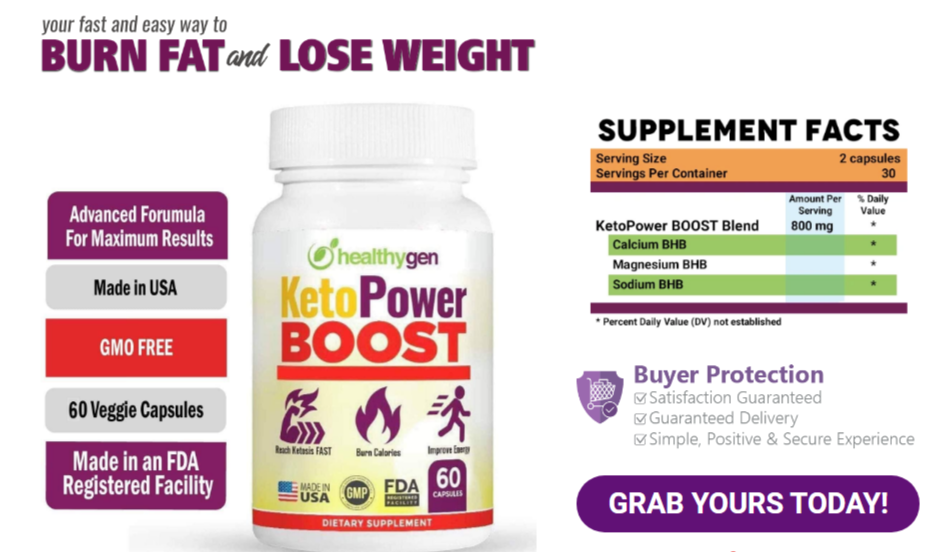 KetoPower Boost Ingredients Label