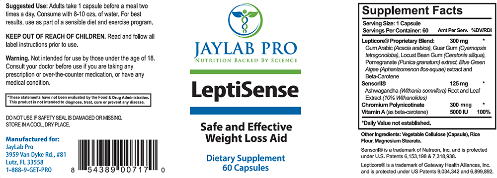 Leptisense Ingredients Label