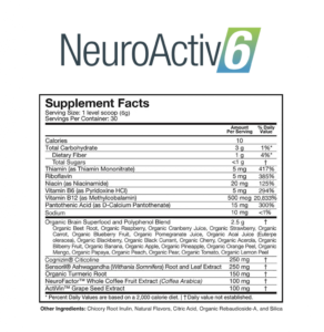 Neuroactiv6 Ingredients Label