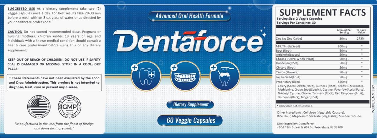 DentaForce Ingredients Label