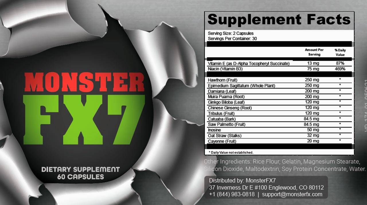 MonsterFX7 Ingredients Label
