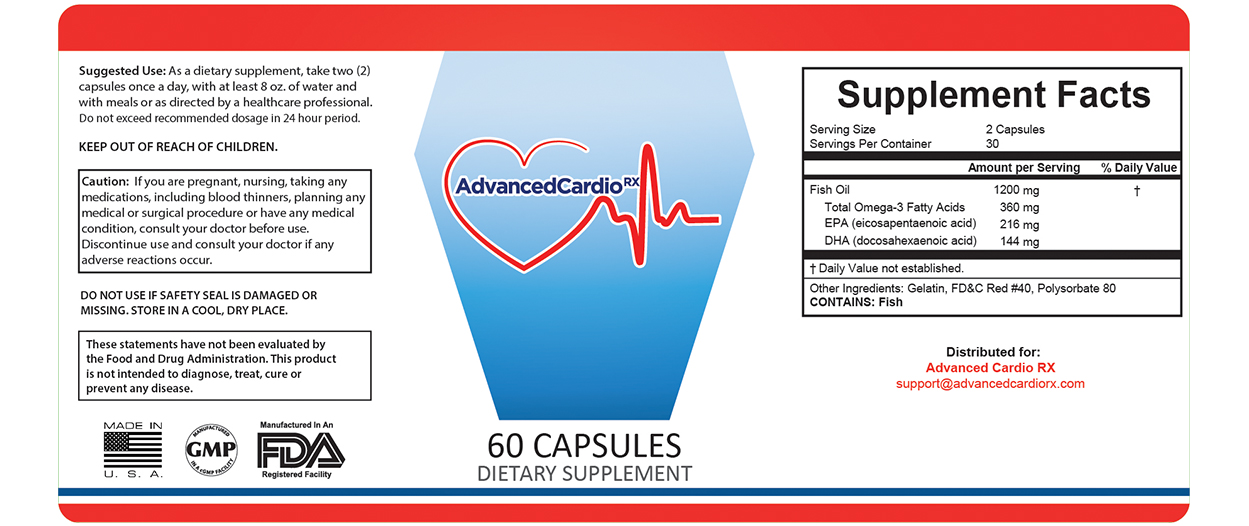 Advanced CardioRX Ingredients Label