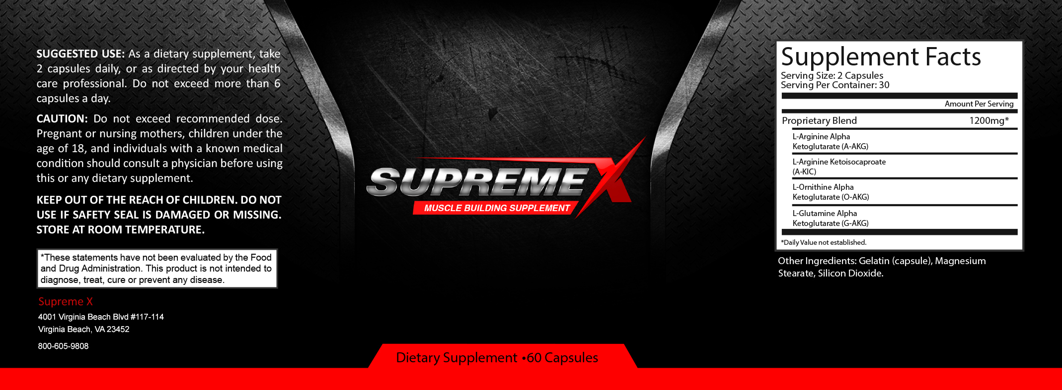 SupremeX Ingredients Label
