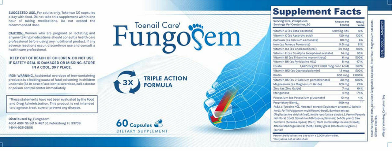 FungoSem Ingredients Label