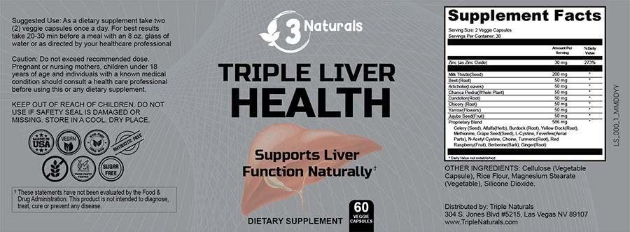 Triple Liver Health Ingredients Label