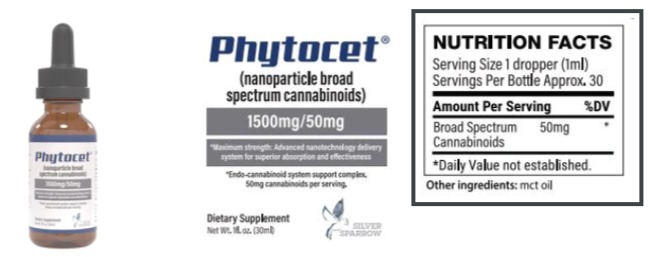 Phytocet CBD Oil Ingredients Label