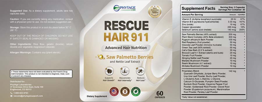 Rescue Hair 911 Ingredients Label