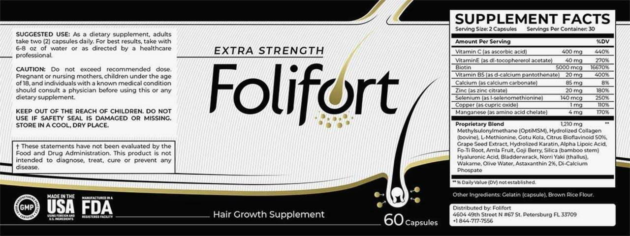 Folifort Ingredients Label