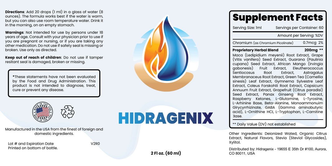 Hidragenix Ingredients Label