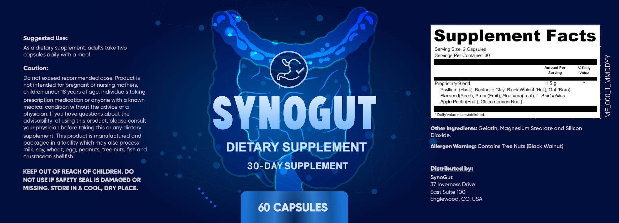 SynoGut Ingredients Label