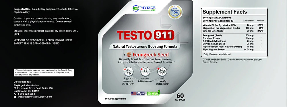 Testo 911 Ingredients Label