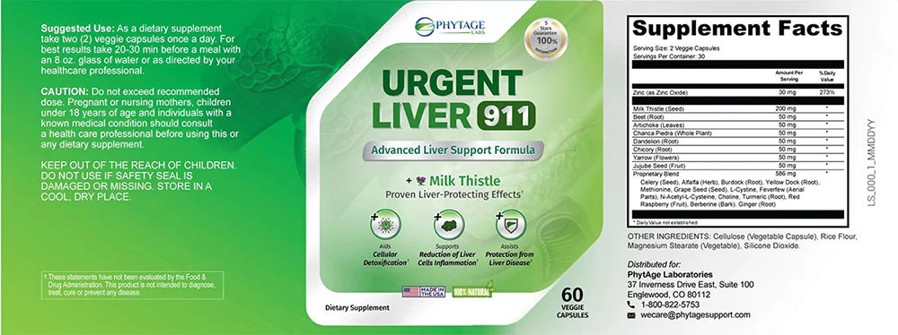 Urgent Liver 911 Ingredients Label