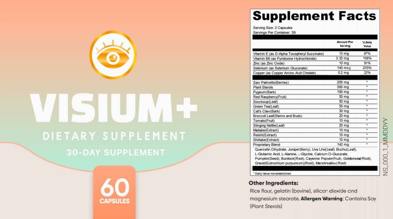 Visium Plus Ingredients Label