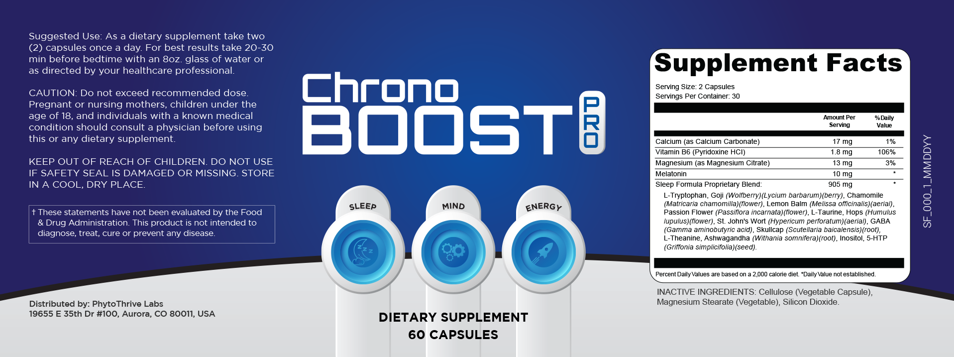 chronoboost pro ingredients label