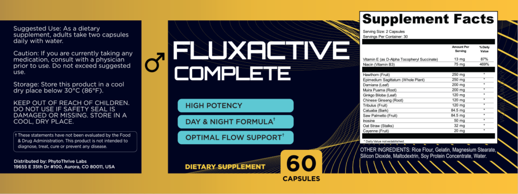 fluxactive complete ingredients label