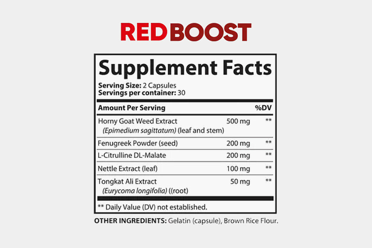 red boost ingredients label