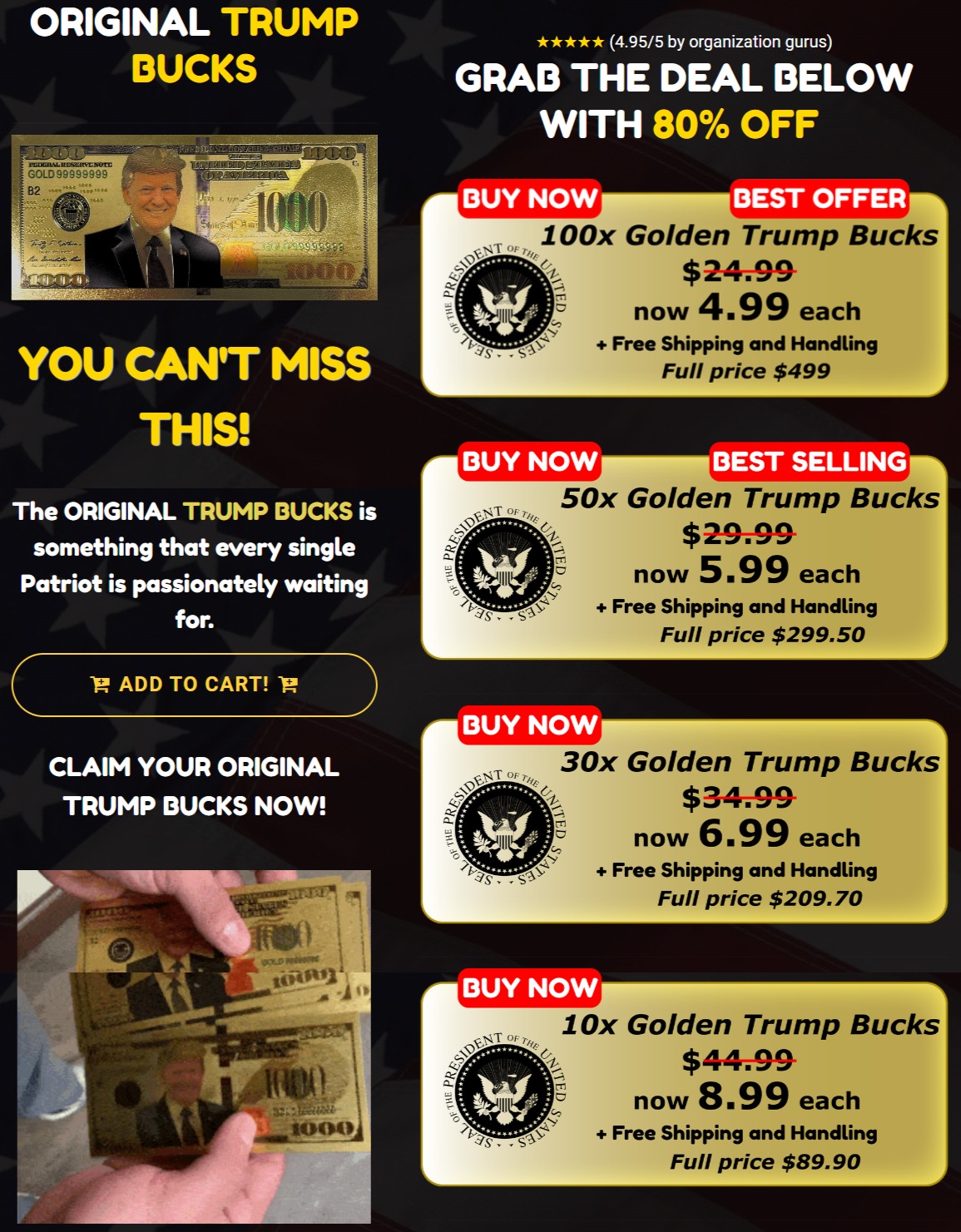 Buy Golden Trump Bucks