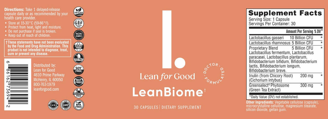 LeanBiome Ingredients Label