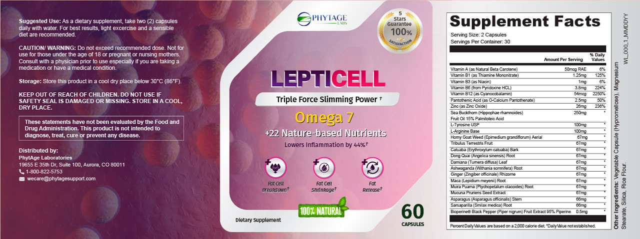 LeptiCell Ingredients Label