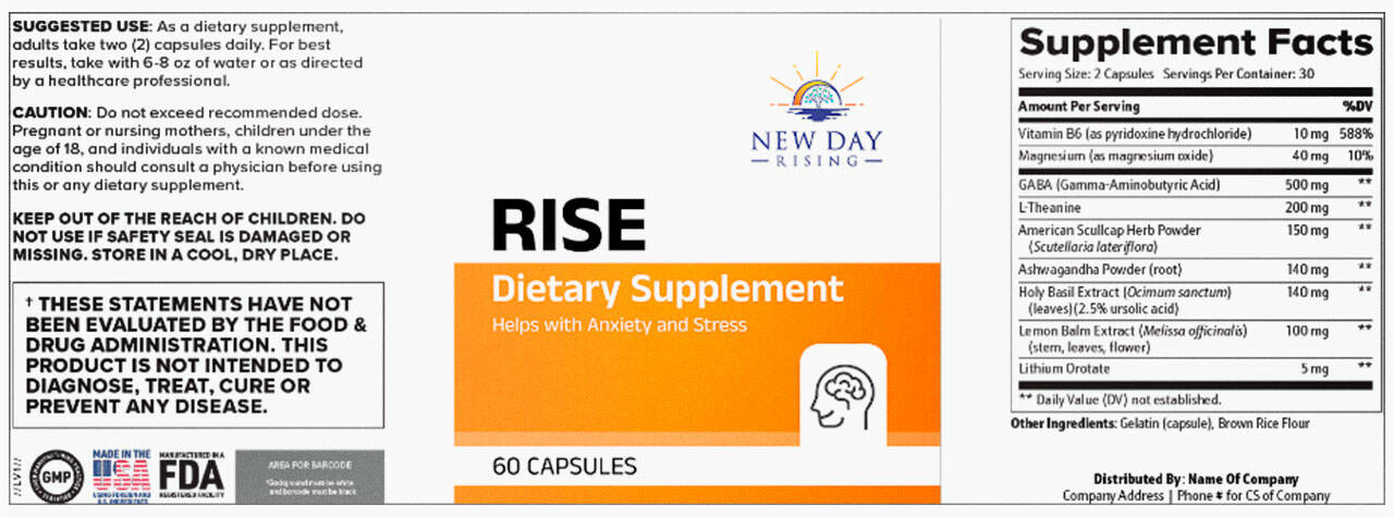 new day rising rise supplement ingredients label