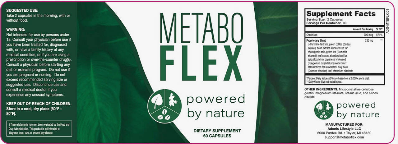Metabo Flex Ingredients Label