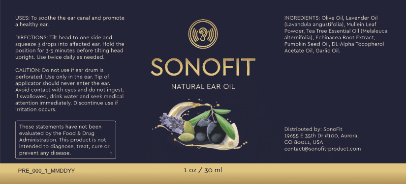 SonoFit Ingredients Label
